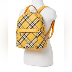 Madden NYC Yellow Plaid Quilted Mini Backpack School Girl Aesthetic 10” by 10”